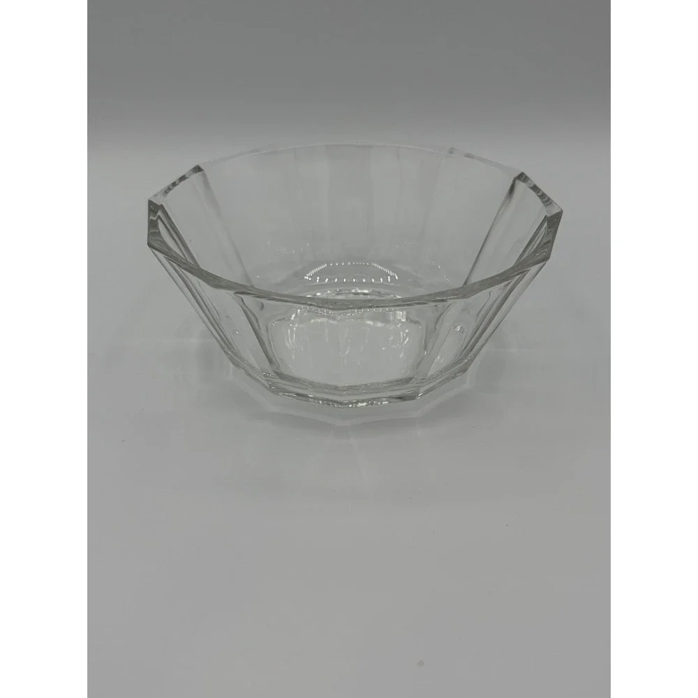 Bormioli Rocco Italy Clear Glass 12-Sided Dodecagon Paneled Serving Bowl